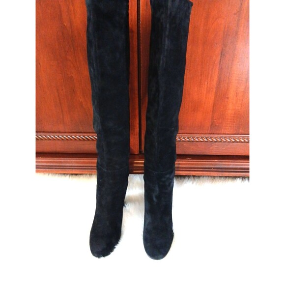 NWOT STUART WEITZMAN ELOISE Women Size 10.5M Over the Knee Jet Black Suede Boots - Picture 3 of 10